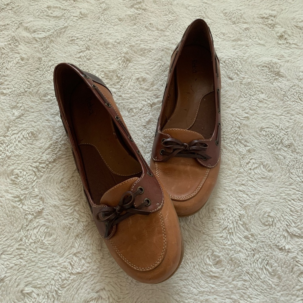 Womens Reba Flats Loafers Brown 8 Leather